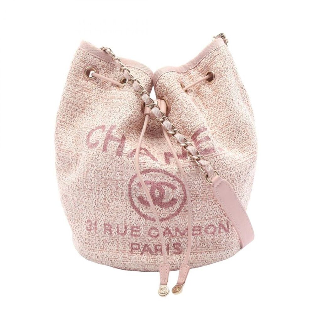 CHANEL Deauville Leather Straw Shoulder Bag